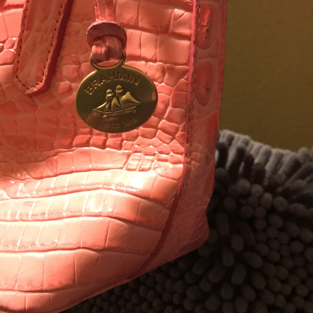 Brahmin Pink Embossed Croc Leather Shoulder Bag - Picture 3 of 10
